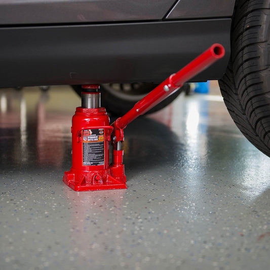 4 Ton (8,000 LBs) Torin Double Ram Welded Hydraulic Car Bottle Jack for Auto Repair and House Lift, Red