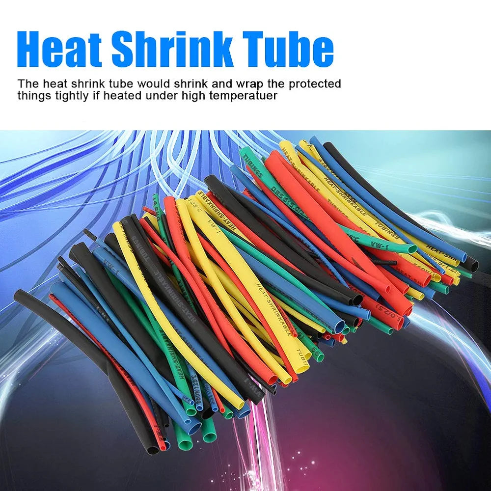 Heat Shrink Sleeve, 100 Pcs 5 Sizes 5 Color Shrink Tube Cable Insulated Sleeve