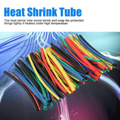 Heat Shrink Sleeve, 100 Pcs 5 Sizes 5 Color Shrink Tube Cable Insulated Sleeve
