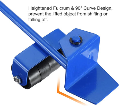 Pallet Breaker 12" Carbon Steel Deck Board Pry Bar Puller Removal Tool with Non-Slip Handle and Pulleys for Moving Carrying Removing, Blue