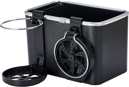 Car Armrest Storage Box - Car Armrest Storage Box with 2 Cup Holders, Autheal Armrest Storage Box, Multi-Functional Auto Console Organizer for Water Cup (Black)