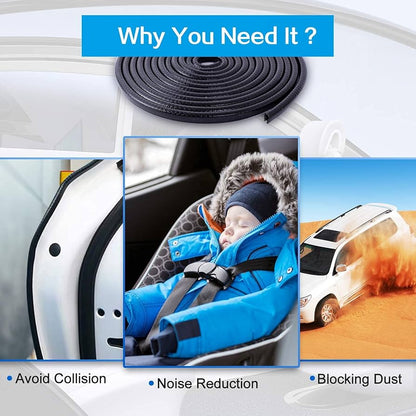 Car Door Protection 5 m Rubber Edge Protection for Most Models Black