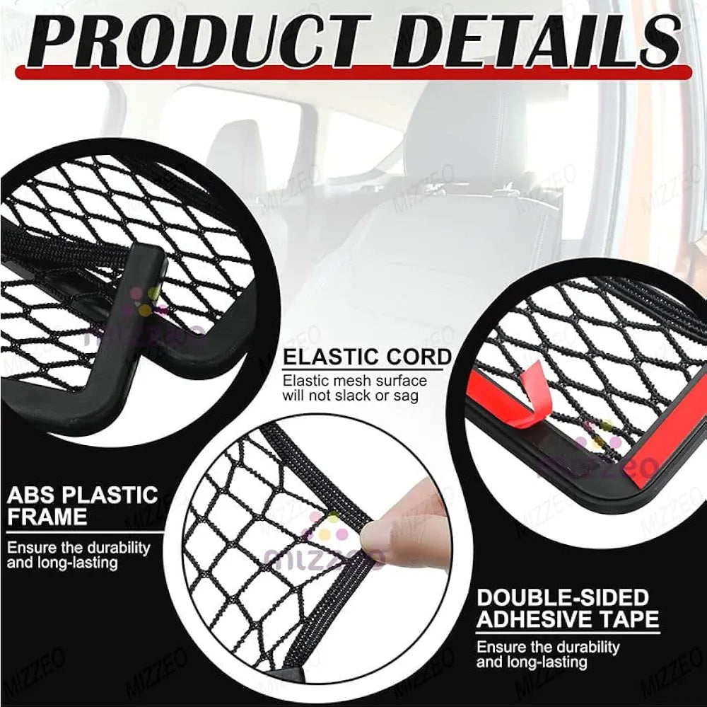 Car Storage Net Back Stick on Car Net Pocket Mesh Car Organizer Car Net Pocket Seat Side Storage for Phone Holder Pocket Organizer
