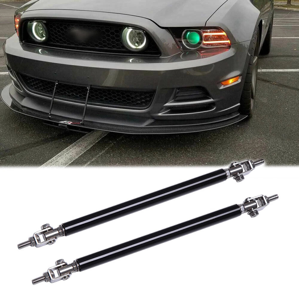 2 PCS Black Universal 15 CM Adjustable Front Bumper Lip Splitter Strut Rod Tie Support Bar For All Cars