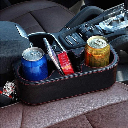 Car Cup Holder Expander with PU Leather Cover, Multifunction Car Seat Pocket Glove Phone Mount Organizer,Car Back Seat Storage for Drink Mug Bottle CellPhones Coasters Cards