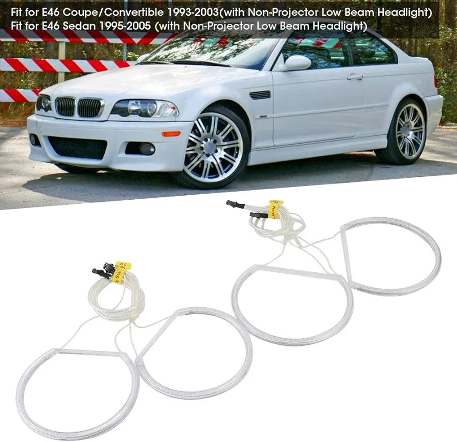 Angel Eyes LED Rings Kit – White Halo Headlight Upgrade, Bright DRL Style