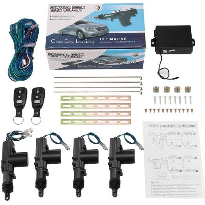4Door Power Central Lock Kit Car Remote Control Conversion w/2 Keyless Entry
