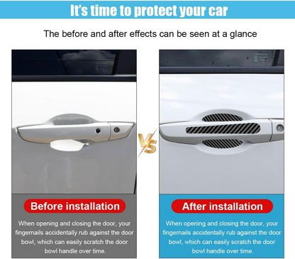 8PCS/SET Carbon Fiber Car Door Handle Protector Cover Inner Bowl Anti Scratch Sticker