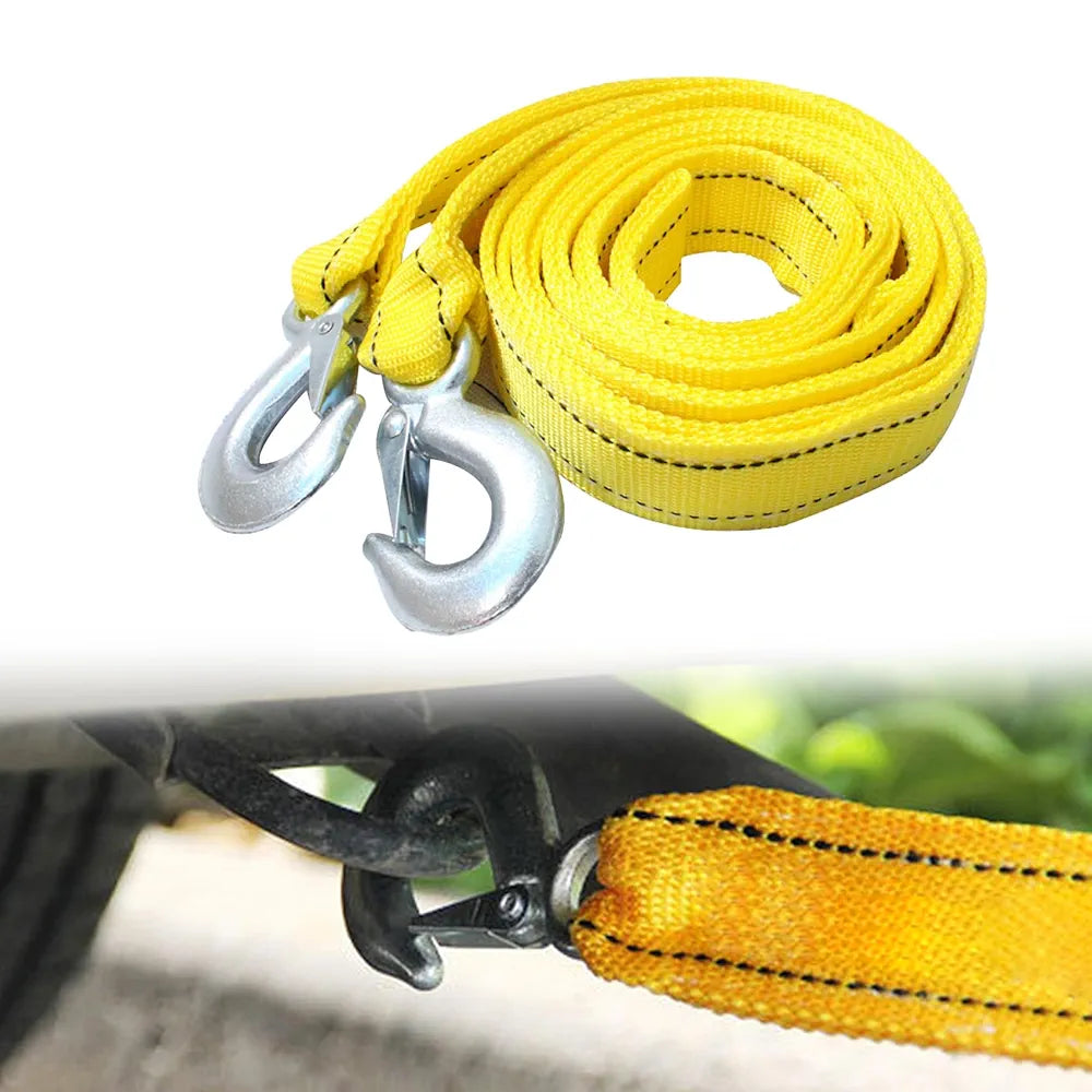 Tow Strap with Hooks, Tow Ropes Metal Safety Hooks, Heavy Duty Recovery Rope for Vehicle Emergency Recovery, Best Towing Accessory Universal for All Cars