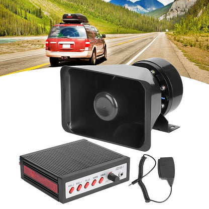 12V 100W 5 Sounds Loud Electronic Safety Horn, Car Warning Alarm with 5 Tones Loud Speaker, Siren Safety Horn Warning Speaker for Vehicles