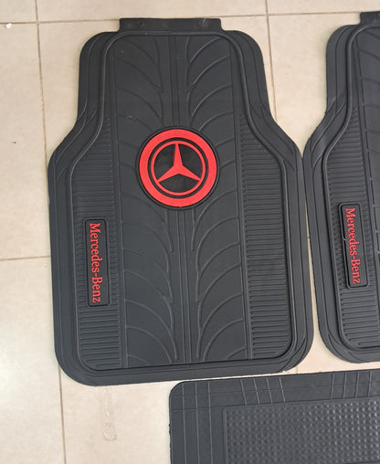 Mercedes Red Logo Premium Line Rubber Mats – Waterproof Anti-Slip 5 Piece Set