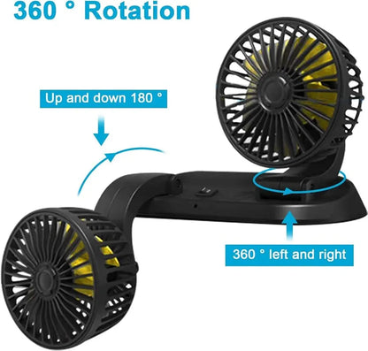 Universal Powerful Cooling Fan 12V Car Fan,Car Interior, Dashboard Fans that Blow Cold Air,360 Degree Rotatable Dual Head Fan,Strong Wind Electric Auto Car Fans for Suitable all type vehicle