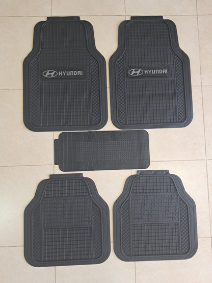 Hyundia Grey Logo SportLine Rubber Floor Mats – Anti-Slip All-Season 5 Piece Set