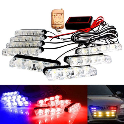 Car 8 in 1 Red Blue 32 LED Police Strobe Flashing Light Dash Emergency Warning Lamp 12V