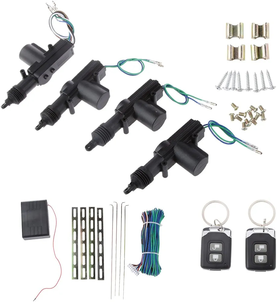 4Door Power Central Lock Kit Car Remote Control Conversion w/2 Keyless Entry