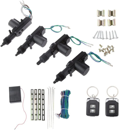 4Door Power Central Lock Kit Car Remote Control Conversion w/2 Keyless Entry