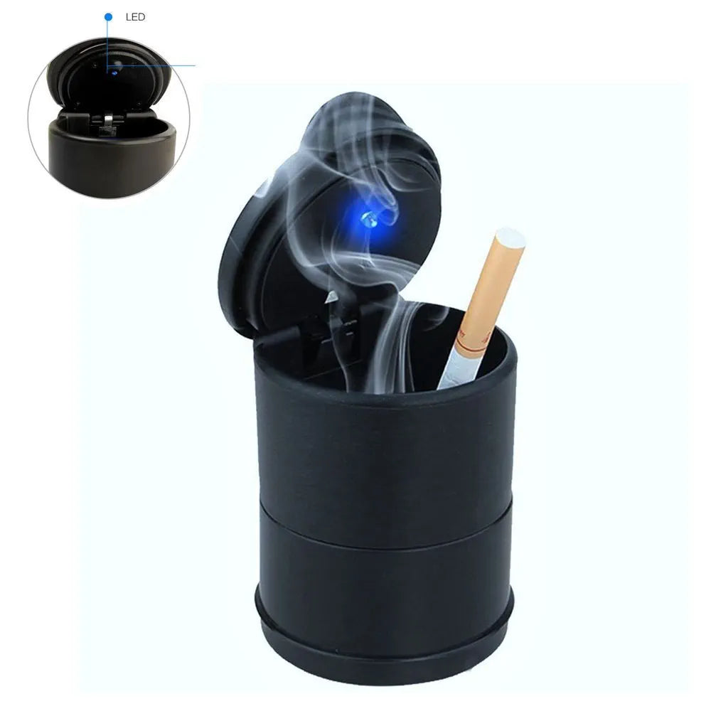 Portable LED Ashtray Cup Holder for Cars/Truck/Auto (Black)