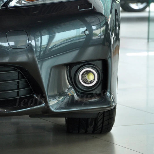 2PCS Car Angel Eye Fog Light: 2.5" Round COB LED Fog Light - White Angel Eye Projector with Halo Rings,Universal Vehicle DRL Daytime Driving Light Fog Lamp Bulbs (White)