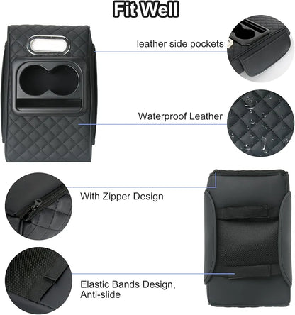 Center Console Armrest Vinyl Leather Trim, Car Armrest Cushion, Anti-Scratch, Suitable for Most Vehicle