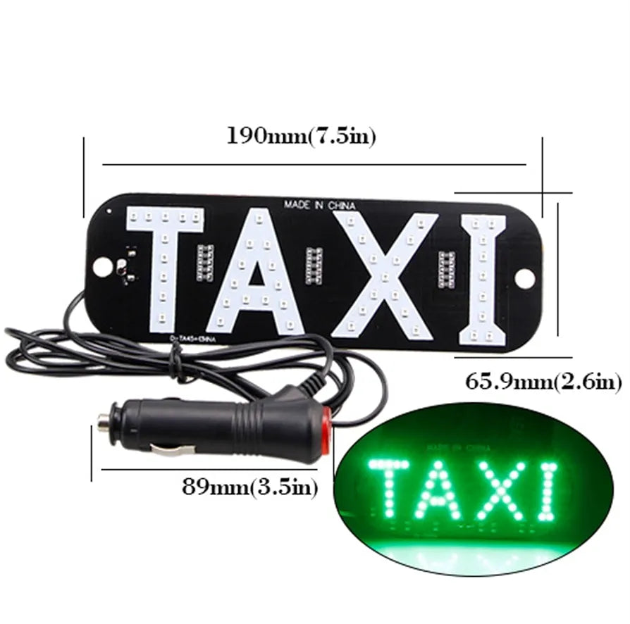 Taxi Light, Taxi LED Sign Decor, Taxi LED Light Logo, Flashing Hook on Car Window with DC12V Car Charger Inverter for Rideshare Driver Taxi Light up Sign