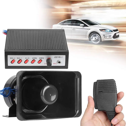 12V 100W 5 Sounds Loud Electronic Safety Horn, Car Warning Alarm with 5 Tones Loud Speaker, Siren Safety Horn Warning Speaker for Vehicles