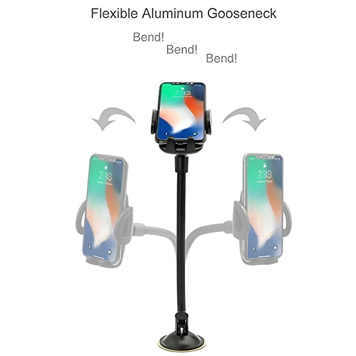 Y07 Car Phone Holder for Car Windscreen Flexible Long Arm 13" Goose-neck Mobile 29cm