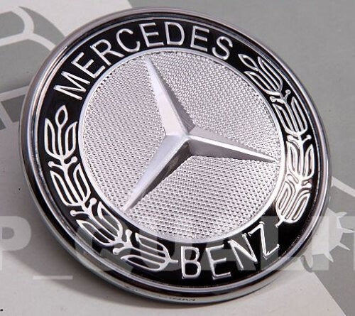 57MM silver and black fit Mercedes Logo Flat Hood Star Emblem Badge for Mercedes Benz C E SL Class Decoration