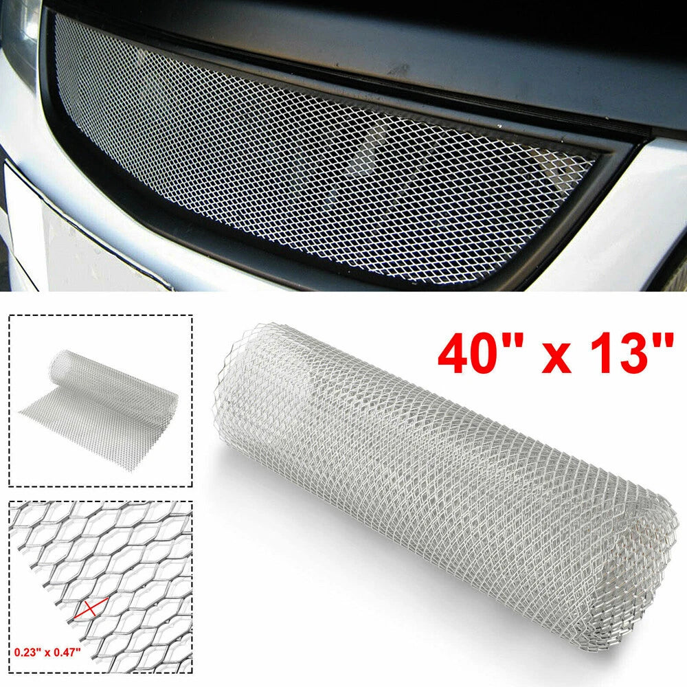 100×30 CM Silver Aluminum Front Car Hood Vent Grille Net Mesh Grill Cover Accessories