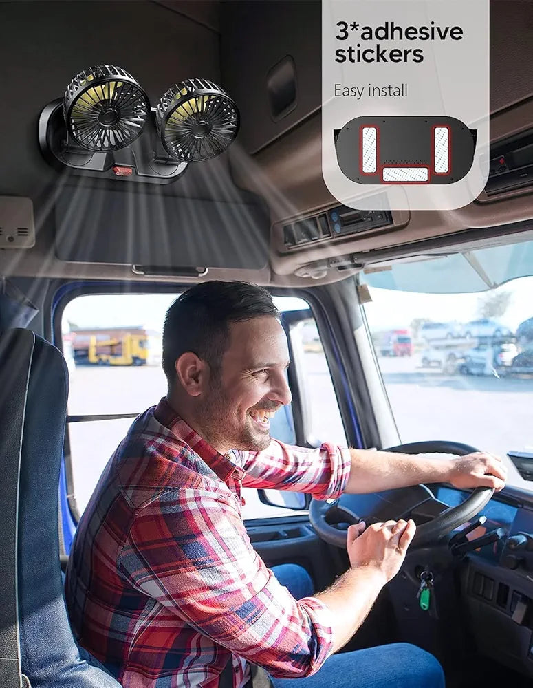 Universal Powerful Cooling Fan 12V Car Fan,Car Interior, Dashboard Fans that Blow Cold Air,360 Degree Rotatable Dual Head Fan,Strong Wind Electric Auto Car Fans for Suitable all type vehicle