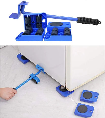 Pallet Breaker 12" Carbon Steel Deck Board Pry Bar Puller Removal Tool with Non-Slip Handle and Pulleys for Moving Carrying Removing, Blue