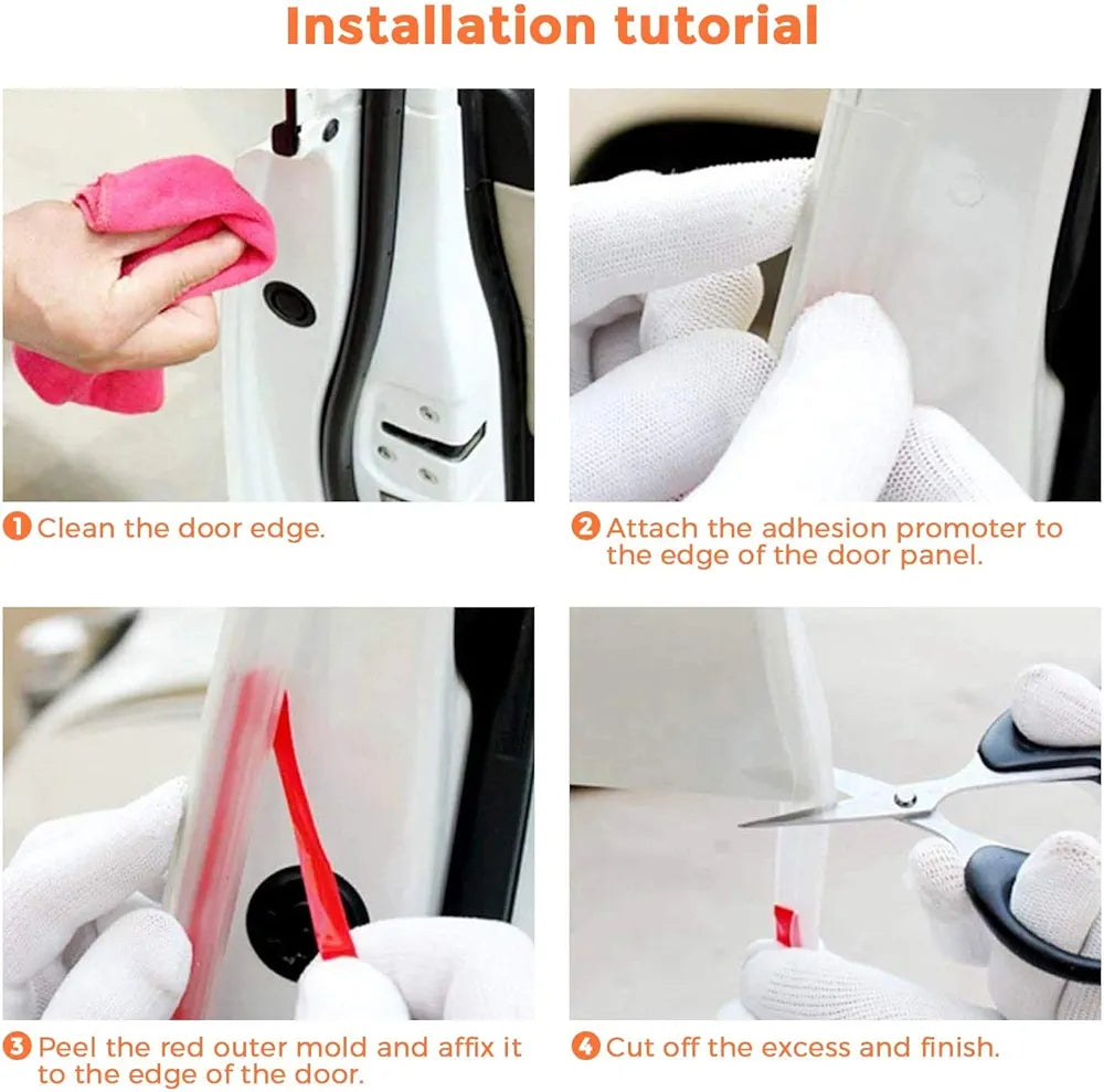 5 Meters Transparent Car edge Protector Strip 5M car edge trim rubber seal protector U-shaped car protection door edge protector, Fit for SUV Sedan MPV and Most Models