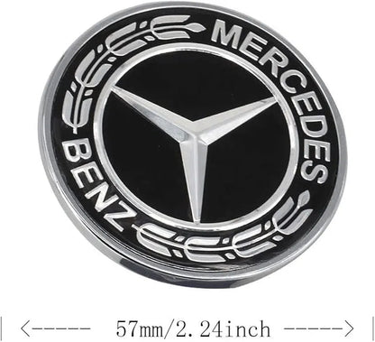 Logo hood Mercedes Benz Bonnet Badge Emblem Black And Silver 57mm emblem CLASS C E CLK S