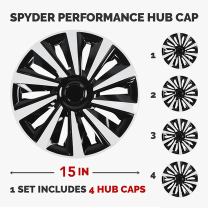 4pcs 15 Inch Wheel Cover Hub Cap, Universal Fit for Steel Wheels with ABS Material Design Fits Most Cars Trucks SUVs