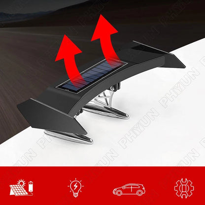 12V Black Mini Solar Energy LED Rear Wing Spoiler Auto Car Trunk Tail Decoration