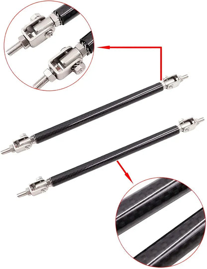 2 PCS Black Universal 15 CM Adjustable Front Bumper Lip Splitter Strut Rod Tie Support Bar For All Cars