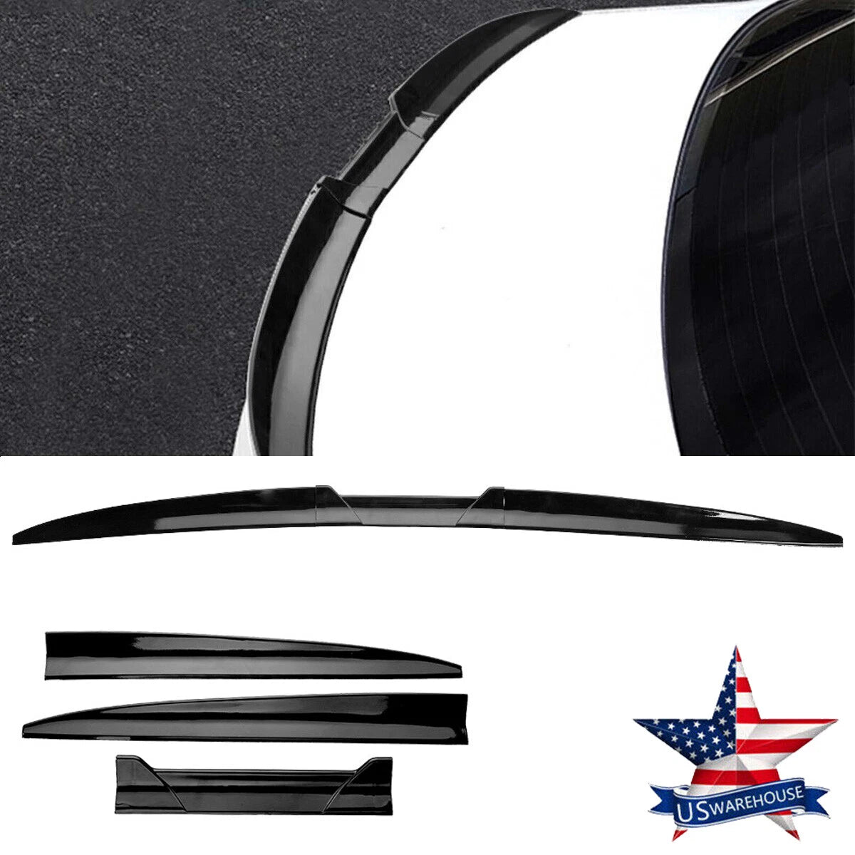 For All Cars Adjustable Rubber Rear Trunk Spoiler Lip Roof Tail Wing Black For Car Sedan Universal