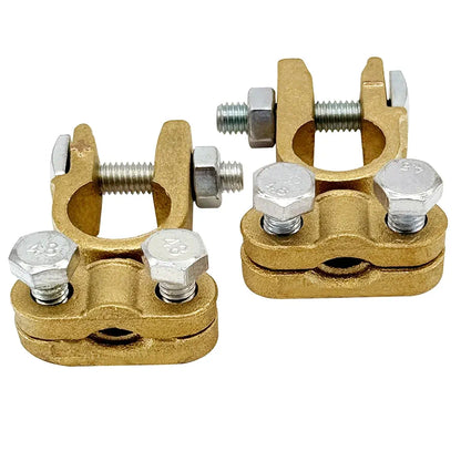 Ampper Brass Battery Terminal Connectors, Top Post Battery Terminals Connector Battery Cable Ends for Marine Car Boat RV Vehicles (1 Pair)
