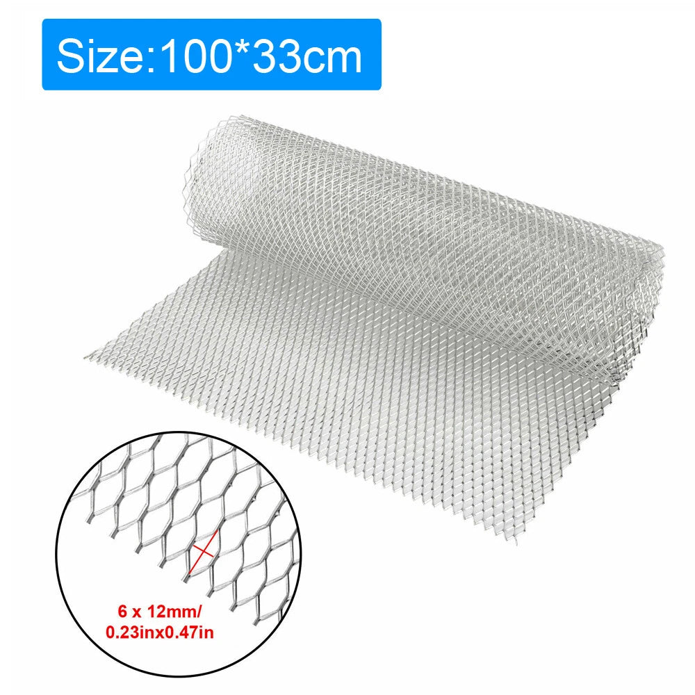 100×30 CM Silver Aluminum Front Car Hood Vent Grille Net Mesh Grill Cover Accessories