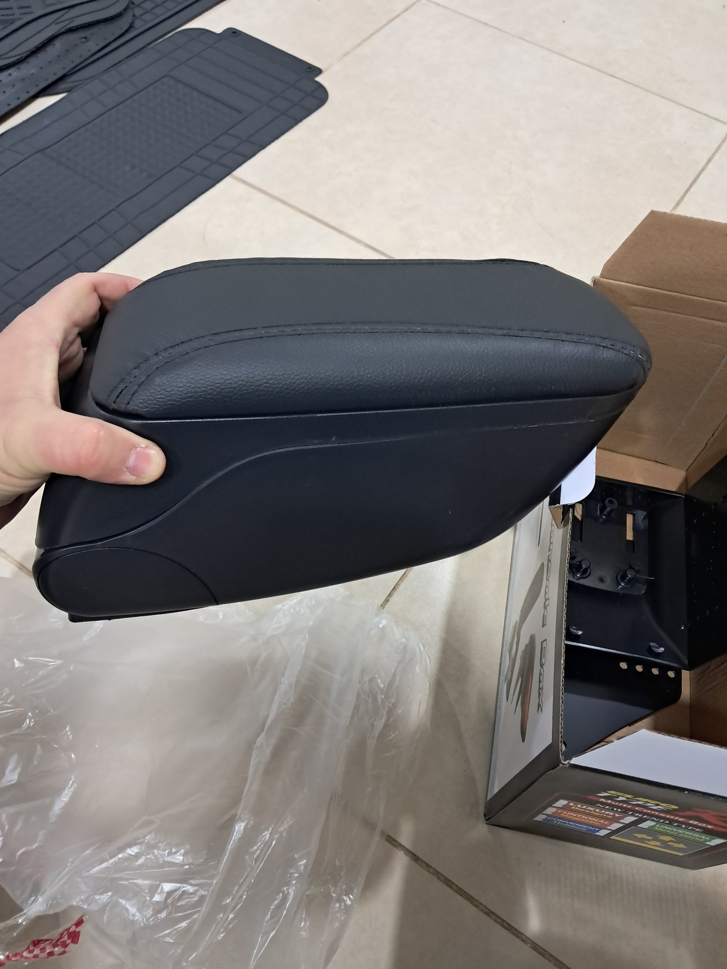 Car Armrest Console Holder Space Saving Adjustable Faux Leather Stand