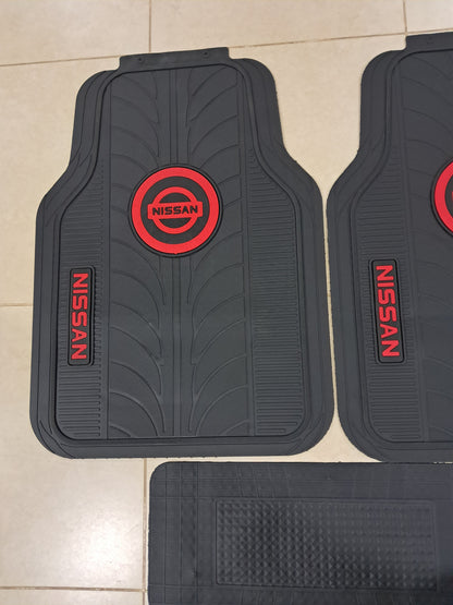 Nissan Red Logo Premium Line Rubber Mats – Waterproof Anti-Slip 5 Piece Set