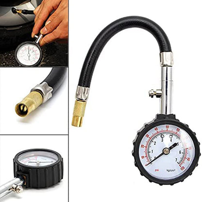 Accue Heavy Duty Air Tire Pressure Gauge 0-100 PSI Car Truck Motorcycle SUV Tire Tyre Pressure Gauge Inflator Air Line Pump Car Truck Meter Tester 100PSI 0-100PSI Car Tyre Tire Air
