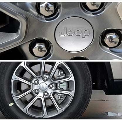 Set of 4 Wheel Center Caps Emblem, 56mm Black Logo Rim Center Hub Caps for Jeep Grand Cherokee/Wangler Rubicon/Liberty (Silver)