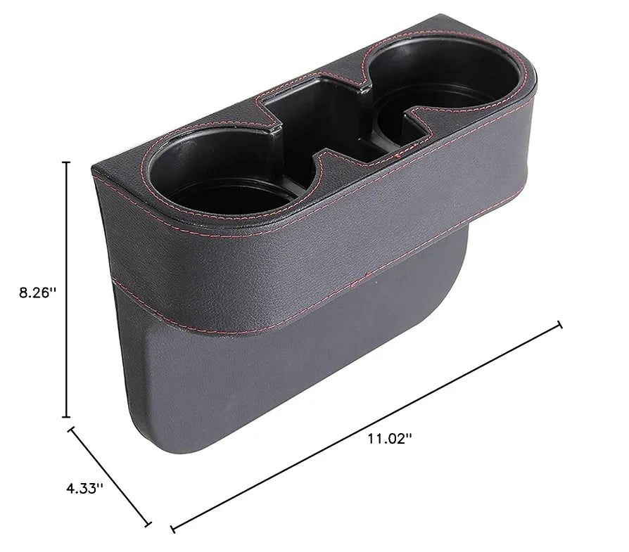 Car Cup Holder Expander with PU Leather Cover, Multifunction Car Seat Pocket Glove Phone Mount Organizer,Car Back Seat Storage for Drink Mug Bottle CellPhones Coasters Cards