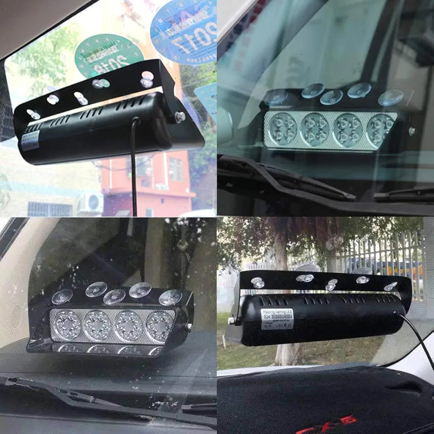 16 LED Flasher Strobe Light with Flashing Modes, Police Car Emergency Light | For Police Car | (Red Blue)