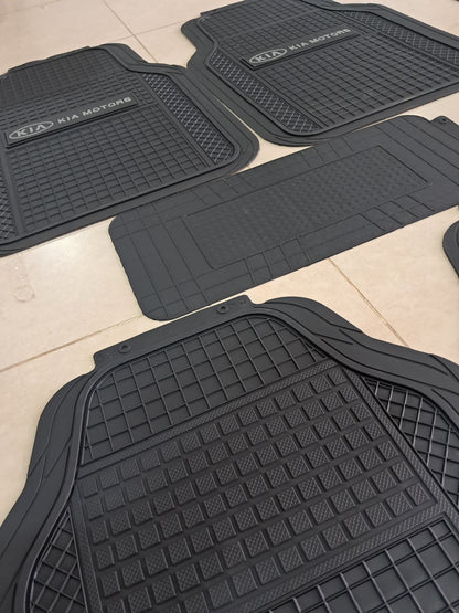 Kia Grey Logo SportLine Rubber Floor Mats – Anti-Slip All-Season 5 Piece Set