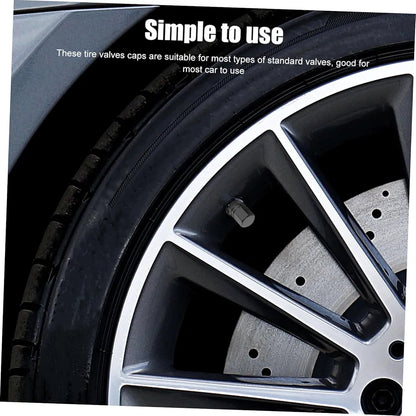 4 pcs Black Valve Cap Car Tire Caps Aluminum Alloy Tire Valves Stem for Car Air Air