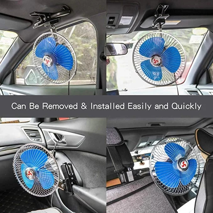 20.8 cm 8 Inch 12V Car Oscillating Fan Vehicle Auto Car Fan with Clip Cigarette Lighter Plug
