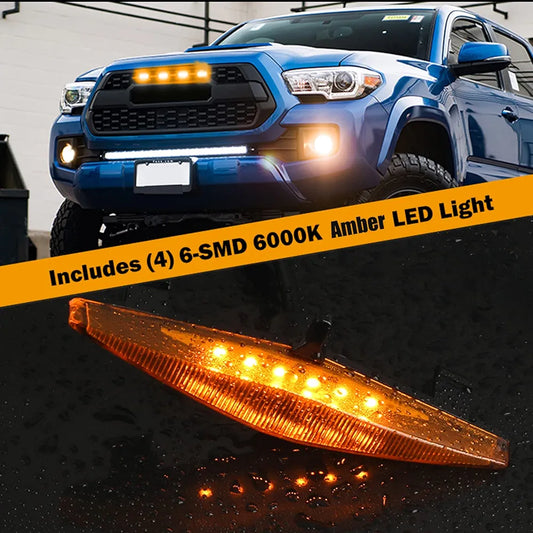 F-4 1-Drag-3 LED Grilles Light Accessories,Front Bumper Grid decorative for Off-road UTV ATV Car,Black Shell with Amber Light