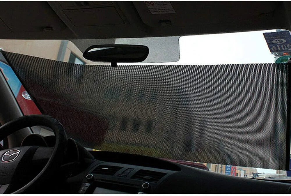 Blind Sun Visor PVC Black 58x125cm Cover Sunshade Retractable Useful