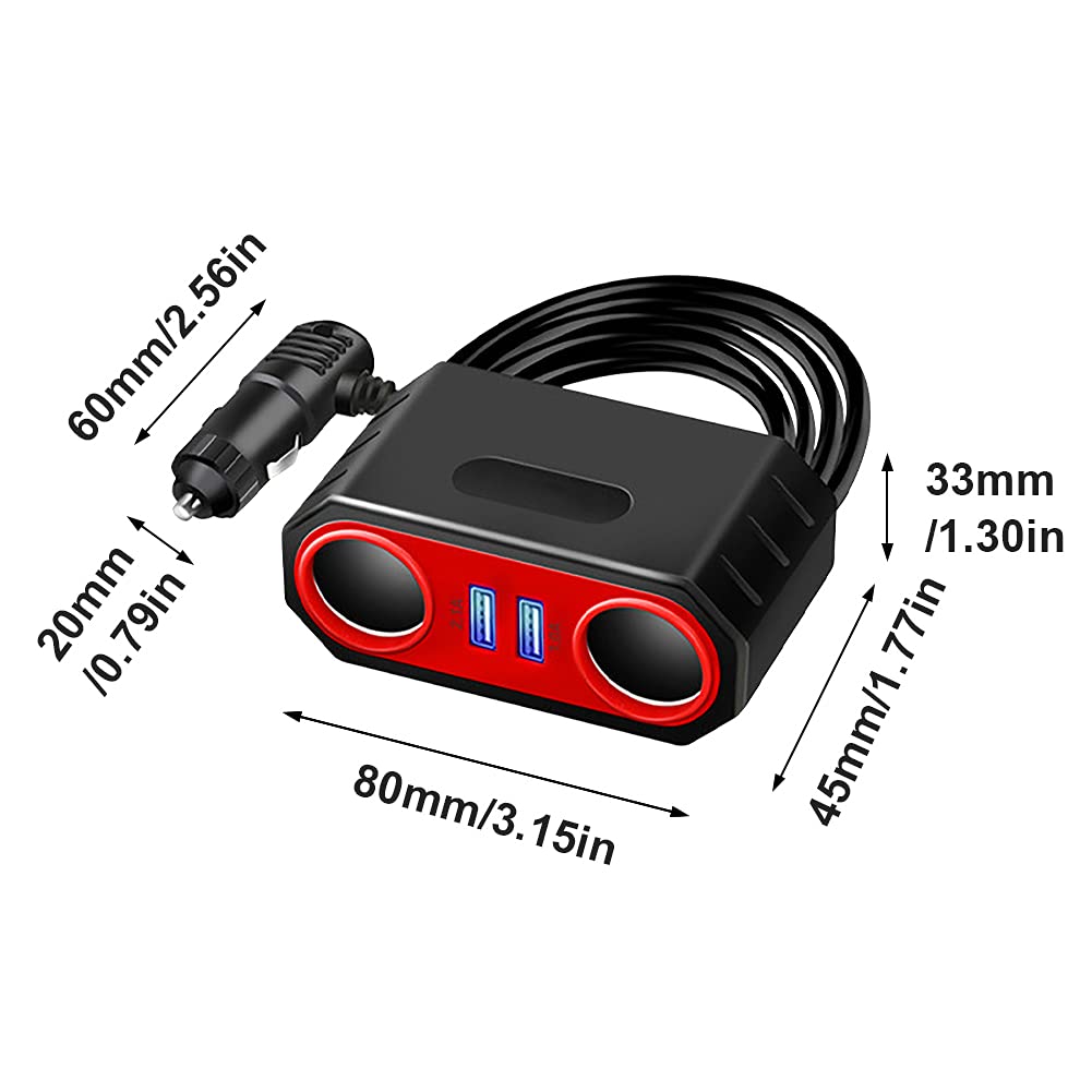 Mini Phone Charger Car Cigarette Lighter Adapter Socket Splitter 12V/24V Dual USB Ports for Navigator, Dashcam, Radar Detector and More